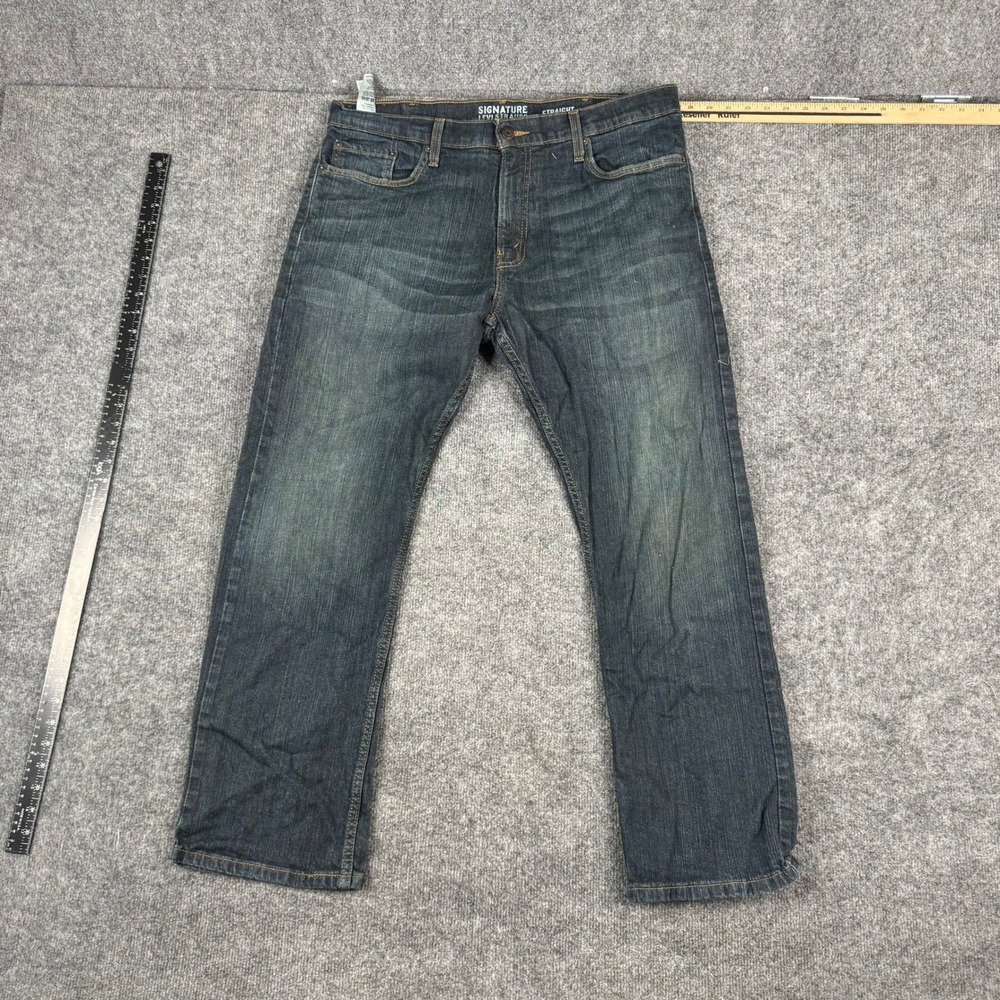 Signature Levi Strauss Jeans Mens Size 38x30 Dark Wash Straight Fit Denim Pants